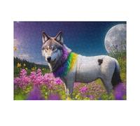 Puzzle Difficile Per Adulti 1000pcs(38x26cm) Rainbow Wolf in Flower Field Puzzle Per Adulti Gioco Pratico Un'opera D'arte Ottimo Regalo Per I Giocatori 1000pcs(38x26cm)