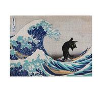 Puzzle Difficile Per Adulti 1000pcs(52x38cm) Black Cat in Great Wave Puzzle Per Adulti Gioco Pratico Decorazione Perfetta Ottimo Regalo Per I Giocatori 1000pcs(52x38cm)