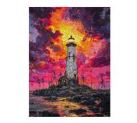 Puzzle Difficile Per Adulti 1000pcs(52x38cm) Lighthouse, Fiery Sunset, Sea Puzzle Per Adulti Gioco Pratico Decorazione Perfetta Ottimo Regalo Per I Giocatori 1000pcs(52x38cm)