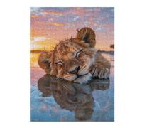 Puzzle Difficile Per Adulti 1000pcs(52x38cm) Lion Cub Sunset Reflection Puzzle Per Adulti Giochi Rilassanti Regalo Di Compleanno Regalo Di Compleanno, Regali, 1000pcs(52x38cm)