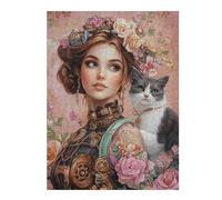 Puzzle Difficile Per Adulti 1000pcs(52x38cm) Steampunk Cat And Floral Artwork Puzzle Per Adulti Giocattoli Antistress Regalo Di Compleanno Regali Per Amici E Familiari 1000pcs(52x38cm)