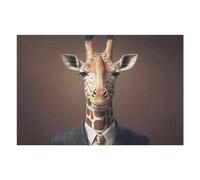 Puzzle Difficile Per Adulti 1000pcs(75x50cm) Giraffe in Suit Portrait Puzzle Per Adulti Gioco Pratico Un'opera D'arte Ottimo Regalo Per I Giocatori 1000pcs(75x50cm)