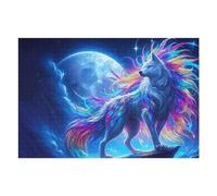 Puzzle Difficile Per Adulti 1000pcs(75x50cm) Rainbow Wolf Under Moon Puzzle Per Adulti Gioco Pratico Un'opera D'arte Ottimo Regalo Per I Giocatori 1000pcs(75x50cm)