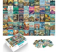 Puzzle difficile per adulti 2000 pezzi Arte dell'unione di poster retrò Fatto di cartone per età pari o superiore a 14 anni Gioco pratico regali per amici e familiari misurare:70x100cm