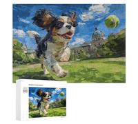 Puzzle Difficile Per Adulti 300 PCS Cavalier King Charles Spaniel Running with Tennis Ball Puzzle Per Adulti Giochi Divertenti Decorazione Per La Casa Sfida Educativa 300 PCS