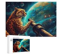 Puzzle Difficile Per Adulti 300 PCS Cheetah Observing The Universe Through A Telescope Puzzle Per Adulti Giochi Divertenti Decorazione Per La Casa Sfida Educativa 300 PCS