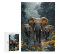 Puzzle Difficile Per Adulti 300 PCS Elephants Walking through Jungle Stream Puzzle Per Adulti Giochi Divertenti Decorazione Per La Casa Sfida Educativa 300 PCS