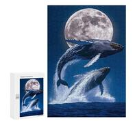 Puzzle Difficile Per Adulti 300 PCS Whales Breaching Under The Moonlight Puzzle Per Adulti Gioco Rompicapo Regalo Di Compleanno Regalo Di Compleanno, Regali, 300 PCS