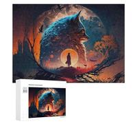 Puzzle Difficile Per Adulti 300 PCS Wolf Silhouette Against Moonlit Sky Puzzle Per Adulti Giochi Divertenti Decorazione Per La Casa Sfida Educativa 300 PCS