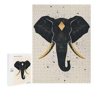 Puzzle Difficile Per Adulti 500 PCS Abstract Elephant Vector Portrait with Golden Tusks Puzzle Per Adulti Gioco Rompicapo Regalo Di Compleanno Regalo Di Compleanno, Regali, 500 PCS