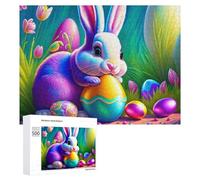 Puzzle Difficile Per Adulti 500 PCS Colorful Easter Bunny with Eggs Puzzle Per Adulti Giochi Divertenti Decorazione Per La Casa Sfida Educativa 500 PCS
