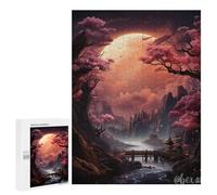Puzzle difficile per adulti, 500 pezzi, Mystical Moonlit Sakura Valley, giocattolo da parete, regalo di compleanno, 500 pezzi