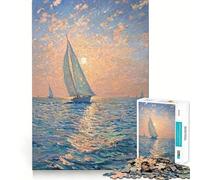 Puzzle difficile per adulti Barche a vela al tramonto, 1000 pezzi, gioco di intelletto, momento di relax, taglio di qualità, (50x75cm)