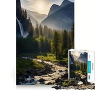 Puzzle difficile per adulti "Cascata di mezzogiorno nella foresta", 1000 pezzi, stimola la memoria, gioco rilassante, taglio di alta qualità, regalo perfetto (38x52cm)