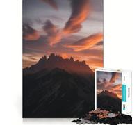 Puzzle difficile per adulti "Cime montuose al tramonto", 1000 pezzi, gioco di logica, divertimento rilassante, opera d'arte ben definita (38x52cm)