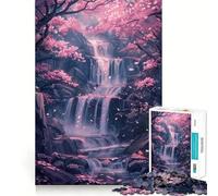 Puzzle difficile per adulti con alberi di ciliegio e cascata, 1000 pezzi, stimola la memoria, favorisce la calma, taglio liscio, classico regalo (50x75cm)