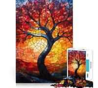 Puzzle difficile per adulti con albero in vetro colorato, 1000 pezzi, per ricordare, migliorare, rilassante, con dettagli nitidi, 38x52cm