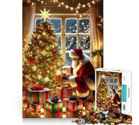 Puzzle difficile per adulti con Babbo Natale, albero di Natale e regali, 1000 pezzi, gioco di logica e abilità per tutta la famiglia, taglio preciso, oggetto da collezione (38x26cm)