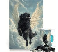Puzzle difficile per adulti con cane di Terranova e ali d'angelo, 1000 pezzi, stimolante per la mente, divertente, con bordi precisi, idea regalo (50x75cm)