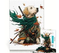 Puzzle difficile per adulti con cane samurai e foglie autunnali, 1000 pezzi, stimolante per la memoria, silenzioso, rilassante, taglio liscio, classico, regalo (50x75cm)