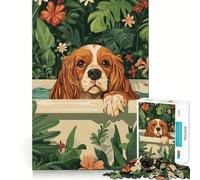 Puzzle difficile per adulti con cane Spaniel Cavalier nella vasca da bagno, 1000 pezzi, giocattolo intelligente, divertente e con taglio preciso, regalo artistico 38x26cm