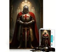 Puzzle difficile per adulti con cavaliere templare in cattedrale, 1000 pezzi, ideale per rafforzare la memoria, alleviare lo stress e creare un'opera d'arte di alta qualità 38x26cm