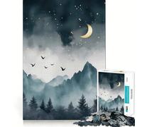 Puzzle difficile per adulti con cielo notturno e montagna, 1000 pezzi Un gioco di logica, un'opera d'arte rilassante e di qualità (38x52cm)