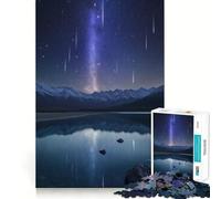 Puzzle difficile per adulti con cielo notturno sopra un lago di montagna, 1000 pezzi, stimola la memoria, gioco rilassante, taglio di alta qualità, regalo perfetto (38x52cm)