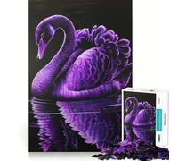 Puzzle difficile per adulti con cigno viola riflesso nell'acqua, 1000 pezzi, memory foam, facile da assemblare, immagine rilassante, regalo artistico (38x26cm)