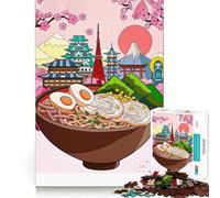 Puzzle difficile per adulti con ciotola di ramen e monumenti giapponesi, 1000 pezzi, sfida mentale, svago leggero, taglio preciso, regalo memorabile (50x75cm)