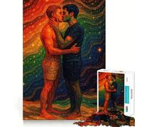 Puzzle difficile per adulti con coppia gay arcobaleno che si bacia, 1000 pezzi, sfida mentale, svago delicato, taglio preciso, regalo memorabile (38x26cm)