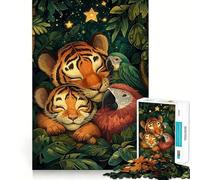 Puzzle difficile per adulti con cuccioli di tigre e pappagalli, 1000 pezzi, stimola la memoria, calma e favorisce la fuga, bordi stretti, regalo speciale 38x26cm