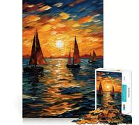 Puzzle difficile per adulti con dipinto di barca a vela al tramonto, 1000 pezzi, gioco di logica e abilità, per tutta la famiglia, con intagli precisi, oggetto da collezione (50x75cm)