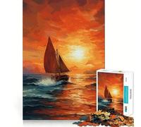 Puzzle difficile per adulti con dipinto di barca a vela al tramonto, 1000 pezzi, gioco di logica fine, divertente e rilassante, bordi precisi, regalo pensato (50x75cm)