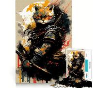 Puzzle difficile per adulti con dipinto di un gatto samurai, 1000 pezzi, gioco di logica semplice e divertente, taglio di precisione, regalo di Natale (38x52cm)