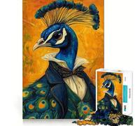 Puzzle difficile per adulti con dipinto di un gentiluomo pavone, 1000 pezzi, gioco di logica, divertimento rilassante, opera d'arte ben definita (38x52cm)