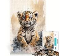 Puzzle difficile per adulti con disegno di tigre ad acquerello, 1000 pezzi, per rievocare ricordi, migliorare, rilassante, con dettagli nitidi, 50x75cm