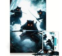 Puzzle difficile per adulti con gatti ninja e spade, 1000 pezzi, memory foam, facile da assemblare, per il tempo libero, regalo artistico (38x52cm)