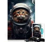 Puzzle difficile per adulti con gatto astronauta norvegese, 1000 pezzi, memory foam, facile da assemblare, immagine rilassante, regalo artistico (38x26cm)