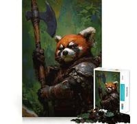 Puzzle difficile per adulti con guerriero panda rosso e ascia, 1000 pezzi, gioco di logica fine, divertente e rilassante, bordi puliti, regalo premuroso (38x52cm)