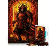 Puzzle difficile per adulti con guerriero samurai in vetro colorato, 1000 pezzi, per un'esperienza rilassante e piacevole, con dettagli nitidi e unici 38x26cm