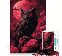 Puzzle difficile per adulti con gufo dagli occhi rossi in fiore, 1000 pezzi, gioco di logica fine, divertente e rilassante, bordi precisi, regalo pensato (50x75cm)