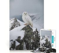 Puzzle difficile per adulti con gufo delle nevi sulla cima di una montagna, 1000 pezzi Migliora la memoria, rilassa la mente, bordi netti, elegante regalo (38x26cm)