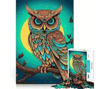 Puzzle difficile per adulti con gufo e fiori colorati, 1000 pezzi, gioco di logica semplice e divertente, taglio di precisione, regalo di Natale (38x26cm)