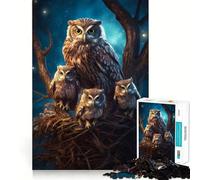 Puzzle difficile per adulti con gufo e gufetti di notte, 1000 pezzi, gioco intelligente da fare a casa, divertente da assemblare, regalo festivo (38x52cm)