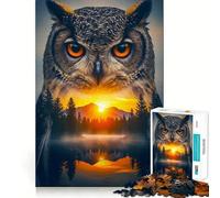Puzzle difficile per adulti con gufo e paesaggio a doppia esposizione, 1000 pezzi, memory foam, facile da assemblare, per il tempo libero, regalo artistico (38x26cm)