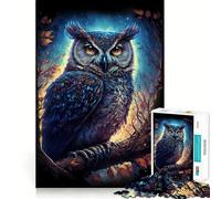 Puzzle difficile per adulti con gufo guardiano notturno, 1000 pezzi, stimola la memoria, gioco rilassante, taglio di alta qualità, regalo perfetto (50x75cm)