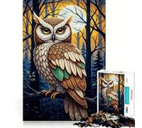 Puzzle difficile per adulti con gufo nella foresta di notte, 1000 pezzi, gioco intelligente da fare a casa, divertente da assemblare, regalo festivo (38x26cm)