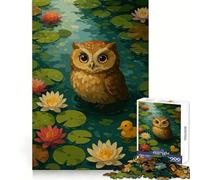 Puzzle difficile per adulti con gufo nello stagno delle ninfee e anatroccolo, 1000 pezzi, gioco di logica, semplice e divertente, taglio di precisione, regalo di Natale (38x52cm)