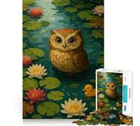 Puzzle difficile per adulti con gufo nello stagno delle ninfee e anatroccolo, 1000 pezzi, gioco di logica, semplice e divertente, taglio di precisione, regalo di Natale (38x52cm)